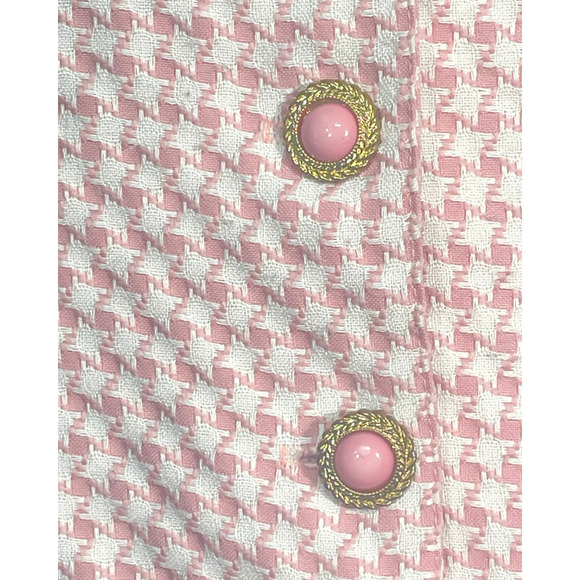 Vtg 90's Moda Int'l Sz 10 2 Pc Suit Blazer & Mini Skirt Pink Houndstooth Tweed - Picture 8 of 13